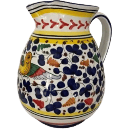 Carafe Bird Flowers Navy Blue