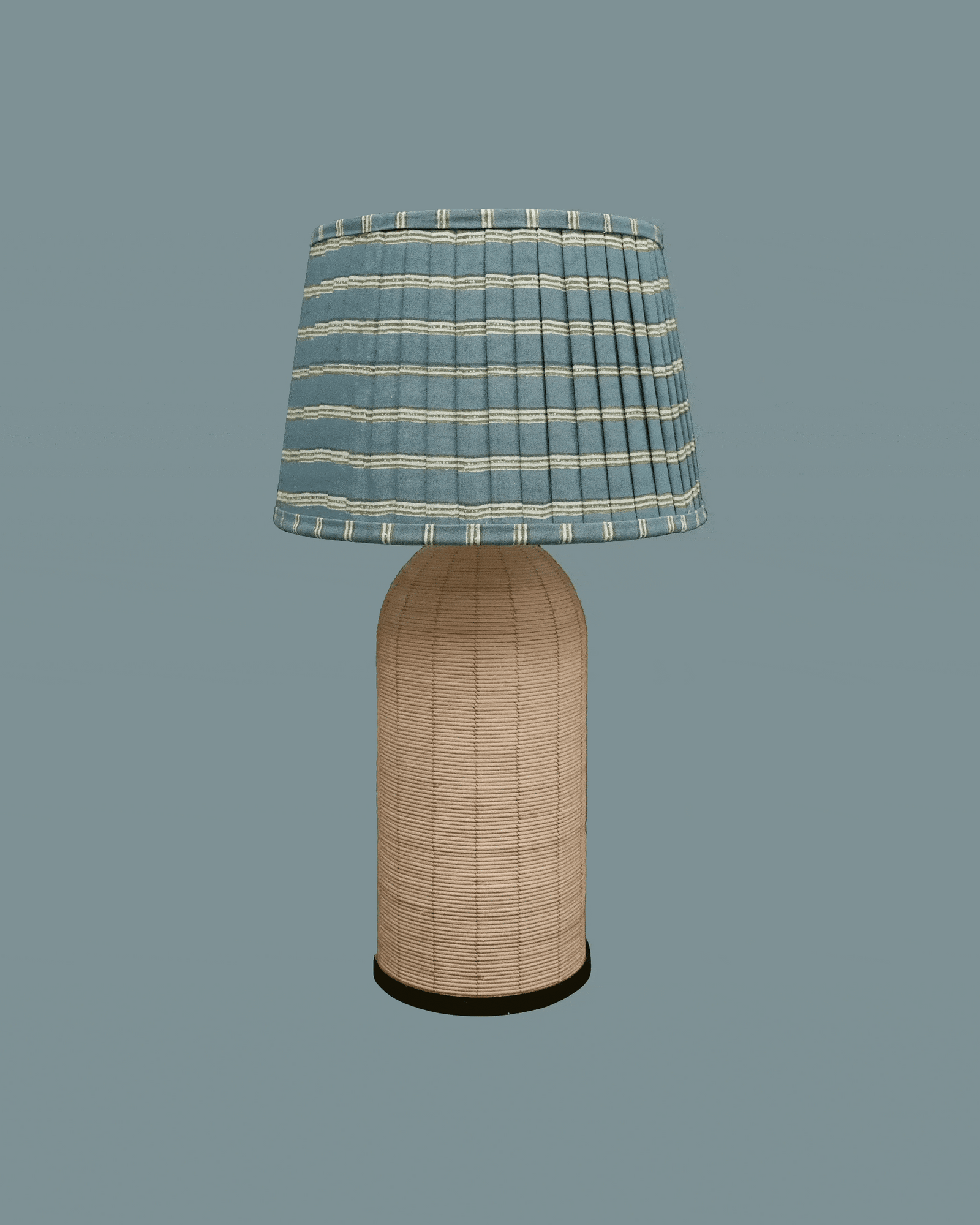 Edo Stripe Pleated Lampshade - Blue and Sage Green