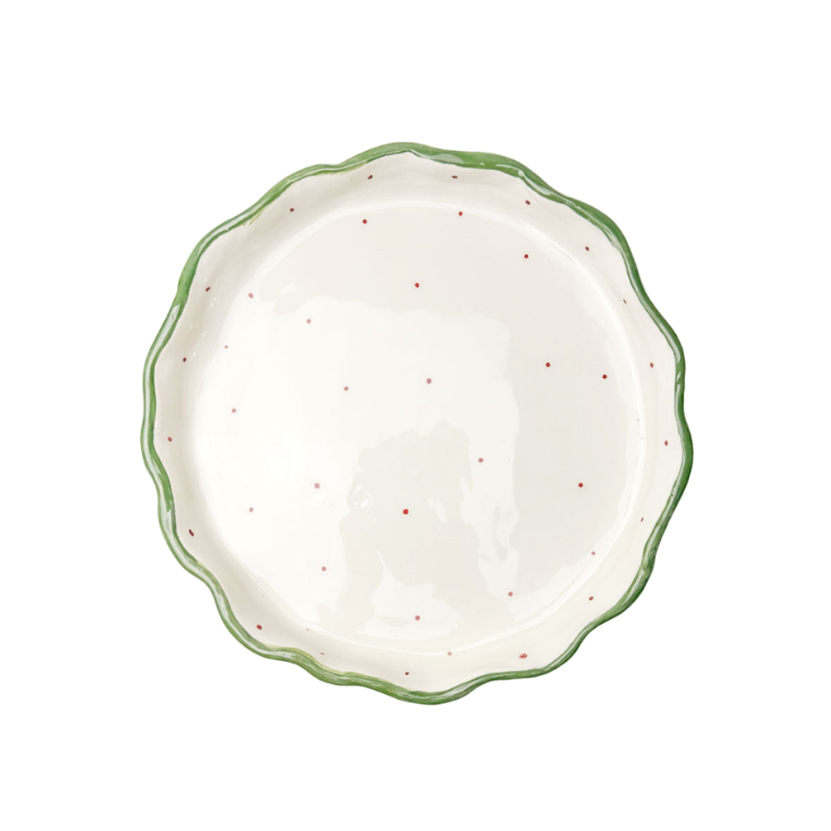 Handmade Christmas Ceramic Platter with Wavy Rim