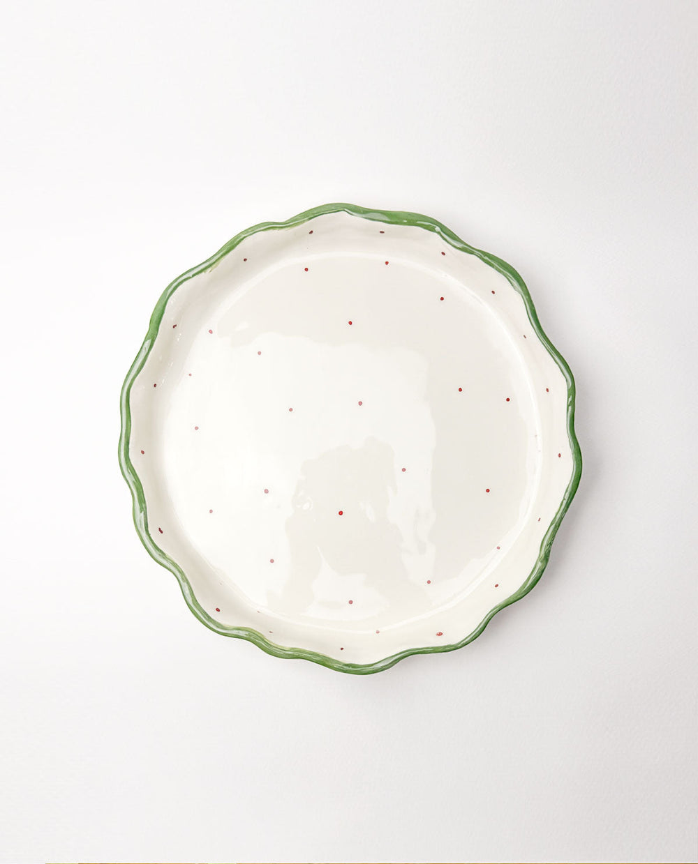 Handmade Christmas Ceramic Platter with Wavy Rim