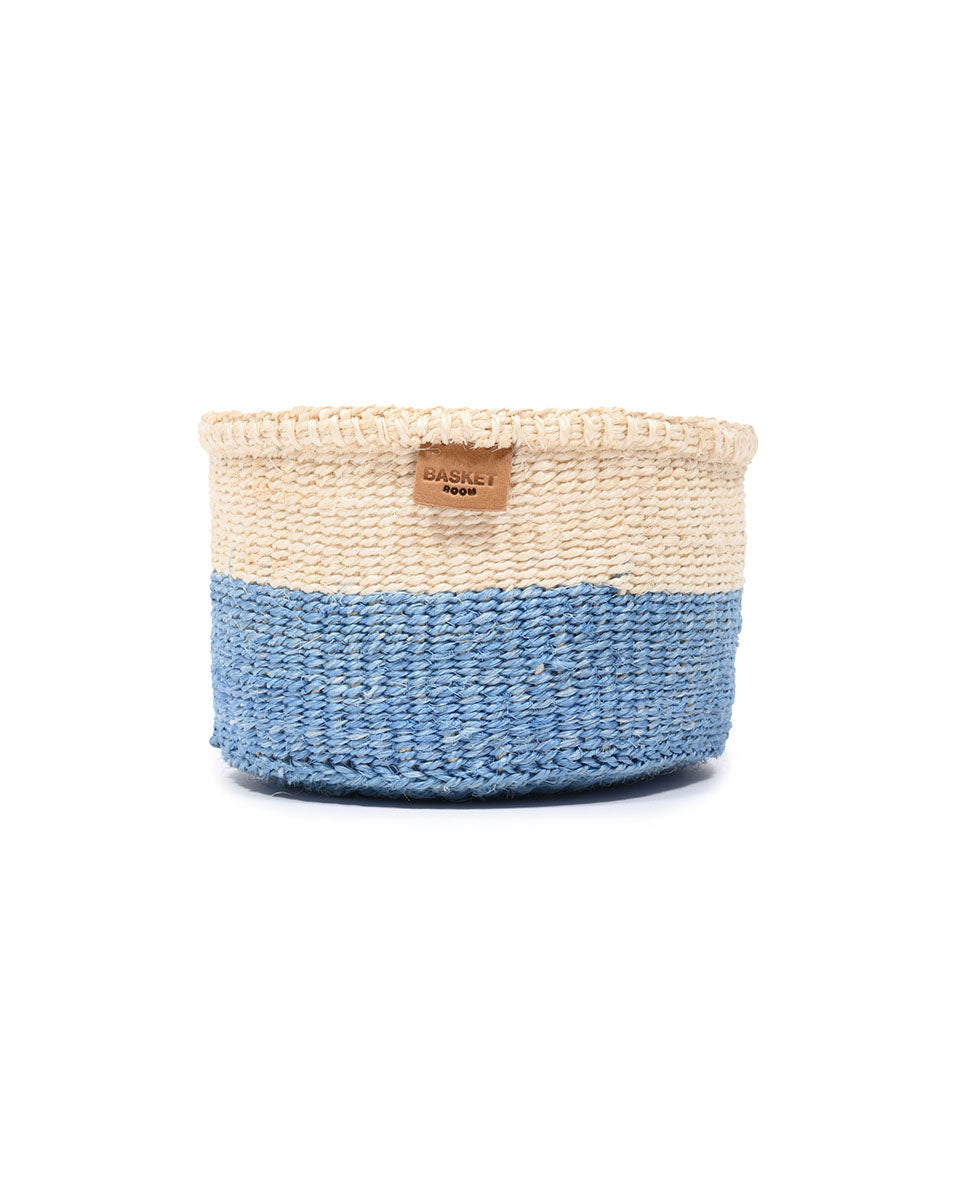 MKOA: Sky Blue Colour Block Woven Basket