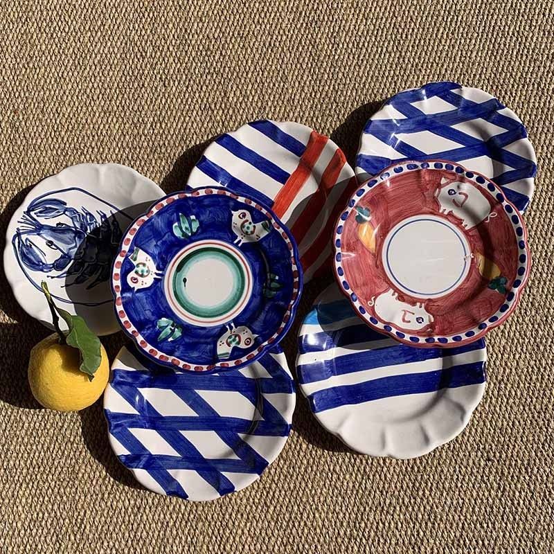 Amalfi Blue and Red Fish Plate 20cm