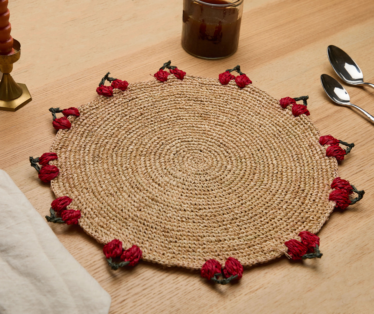 Cherry Scalloped Edge Placemats (Set of 4)