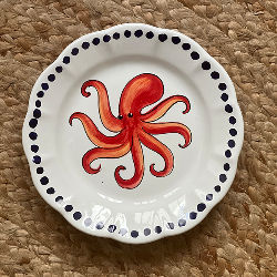 Estate Red Octopus Plate 16cm