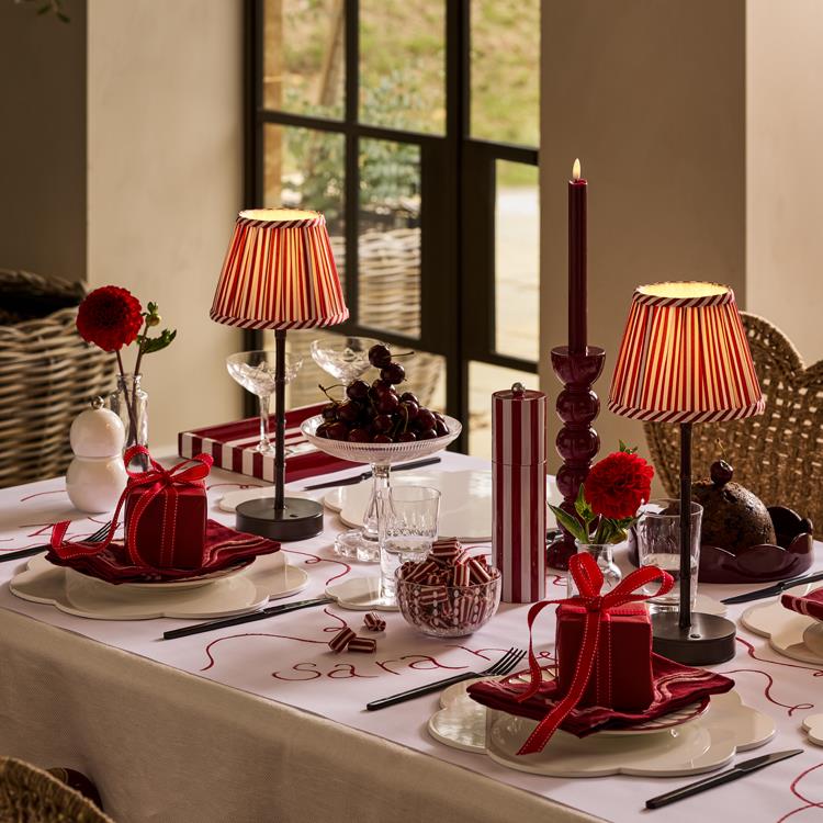 Red Striped Lampshade - 16cm