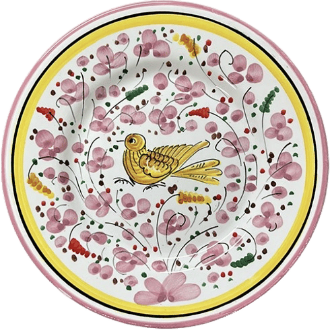 Bird Plate 20 cm Sky Pink Flowers-
