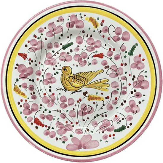 Bird Plate 20 cm Sky Pink Flowers