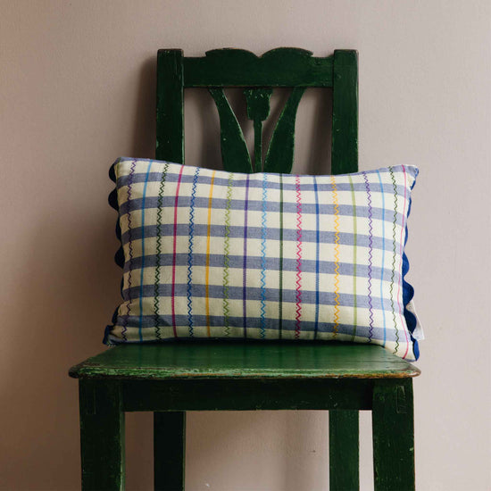 Ginny Gingham Blue Oblong Cushion