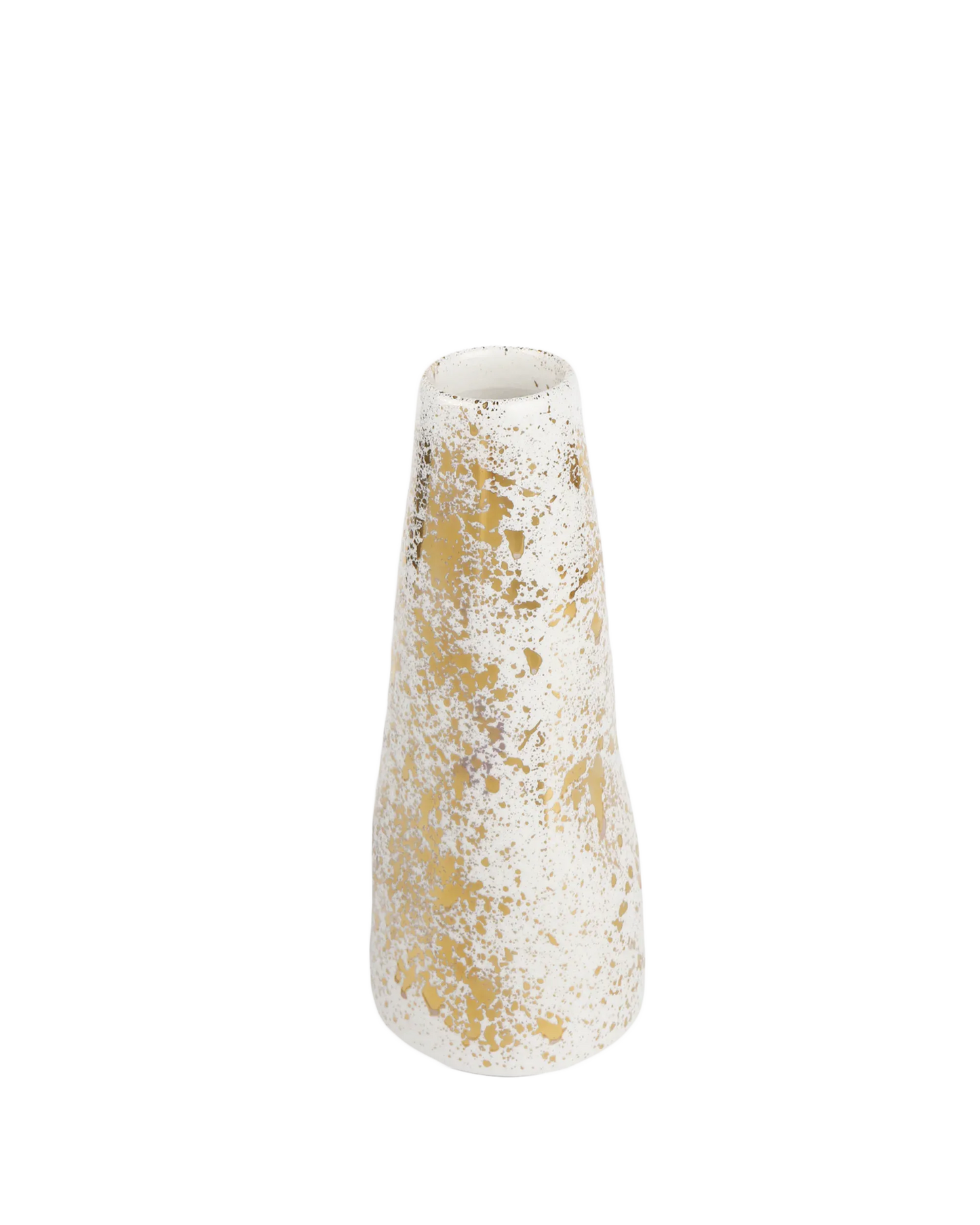 Gold Splatter Stem Vase