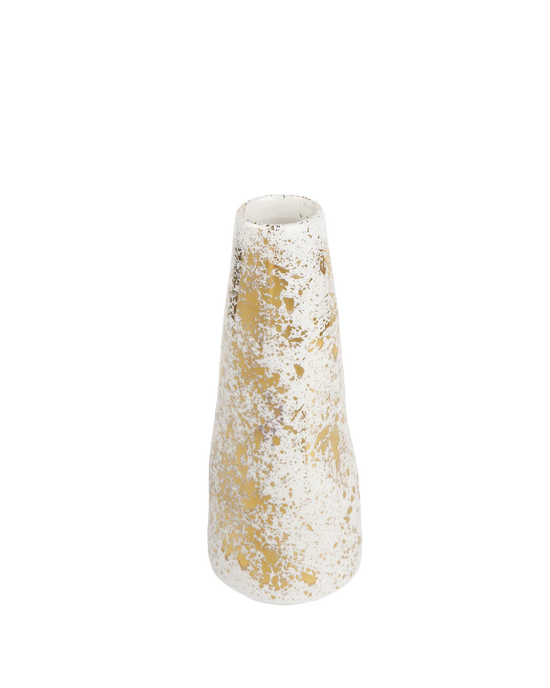 Gold Splatter Stem Vase