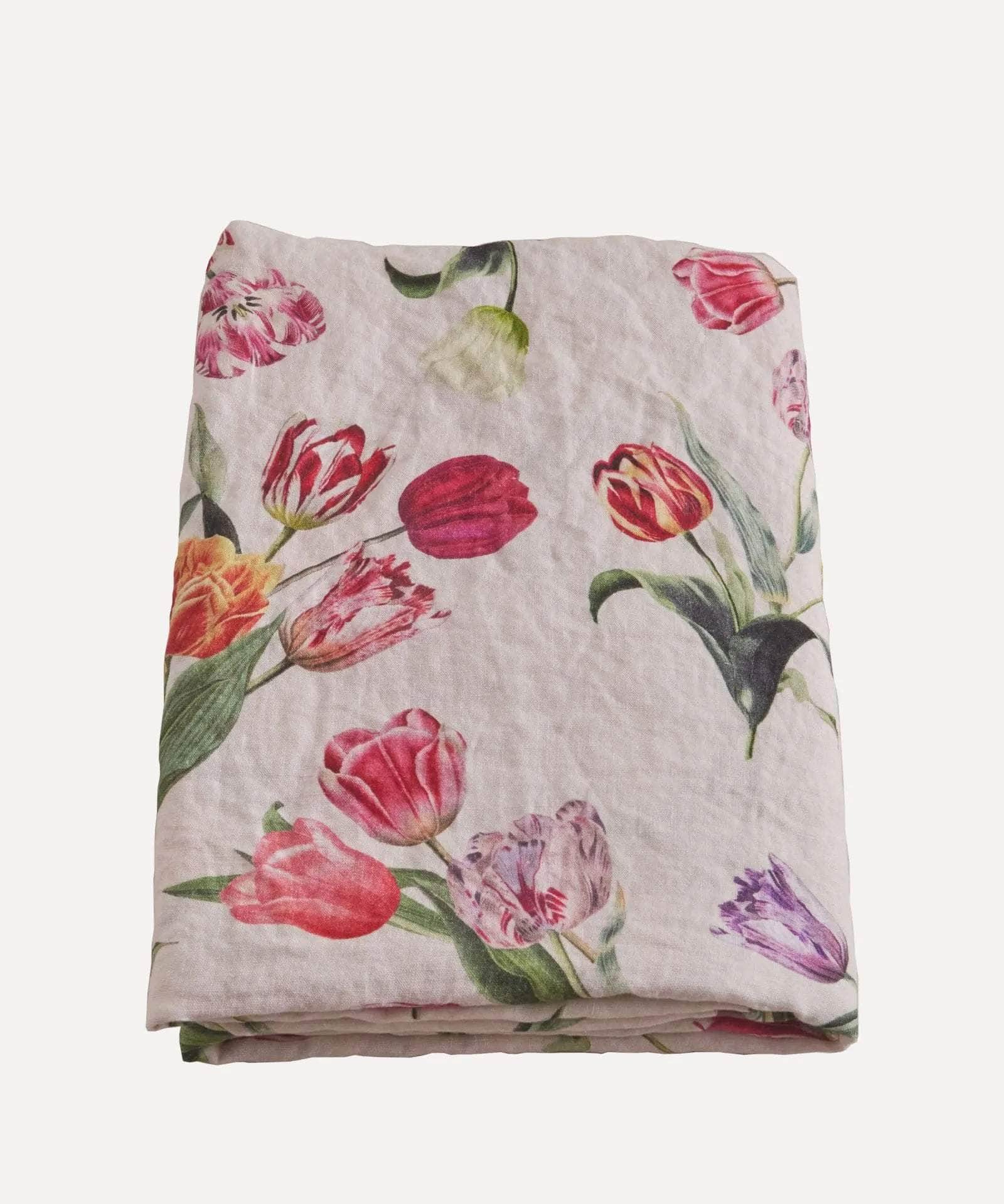 The Tulips Linen Tablecloth - Blush