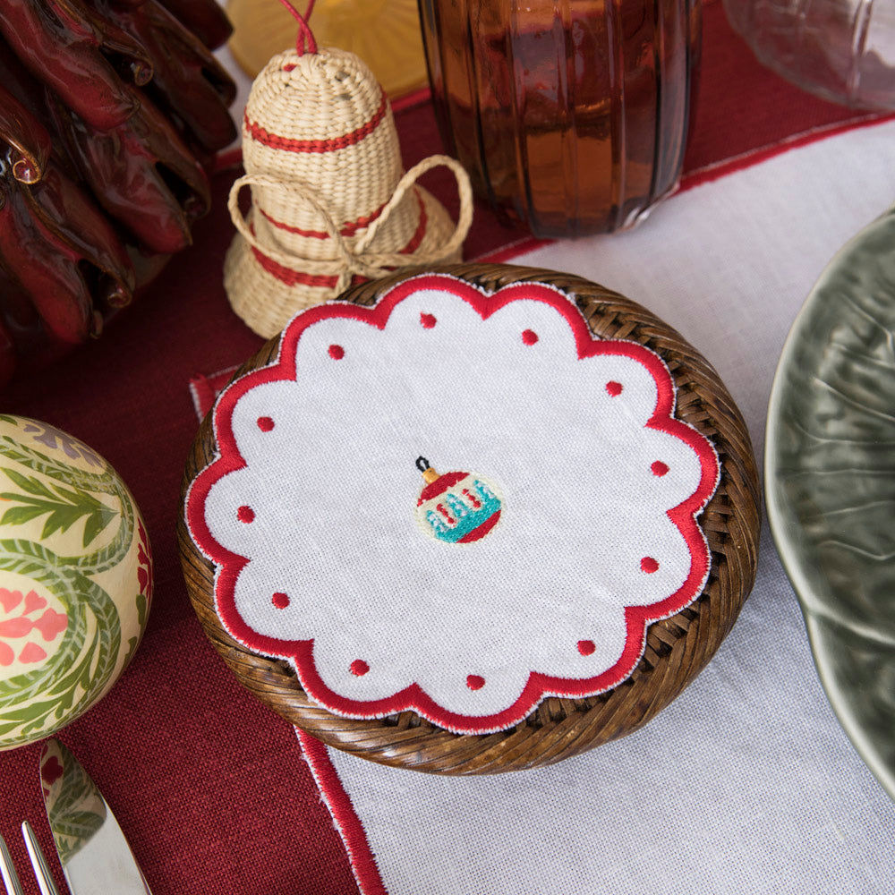 Wavy Christmas Ball Cocktail Napkins x 6