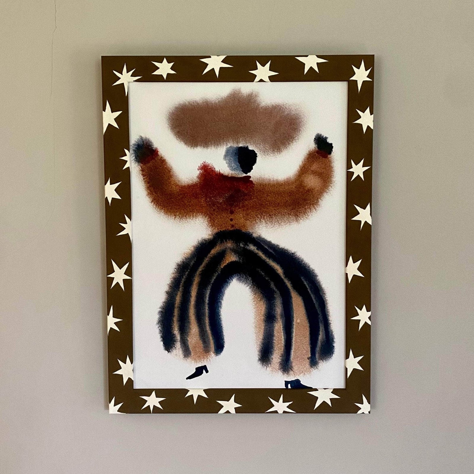 Painted Wood Picture Frame, Chocolate Brown Shooting Stars