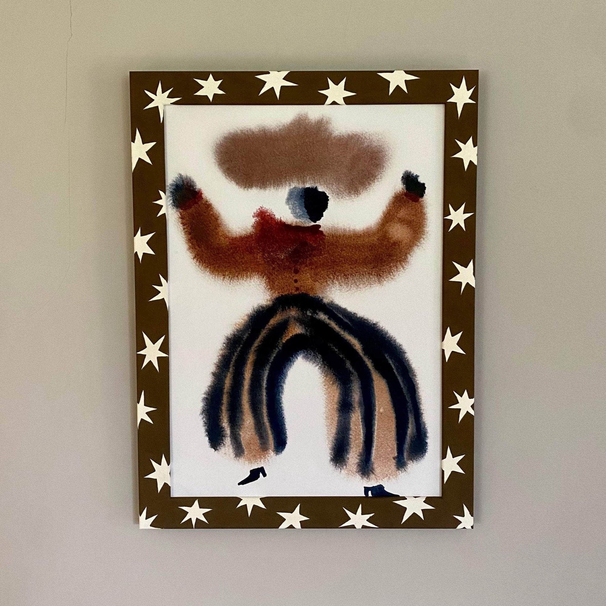 Painted Wood Picture Frame, Chocolate Brown Shooting Stars