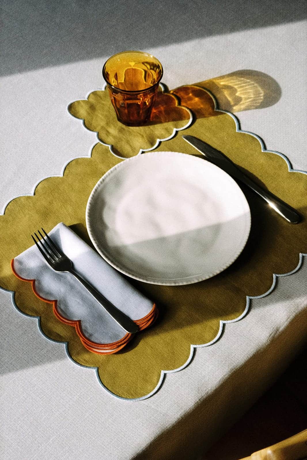 Zero-Waste Scalloped Linen Napkins Sky Blue - Set of 2