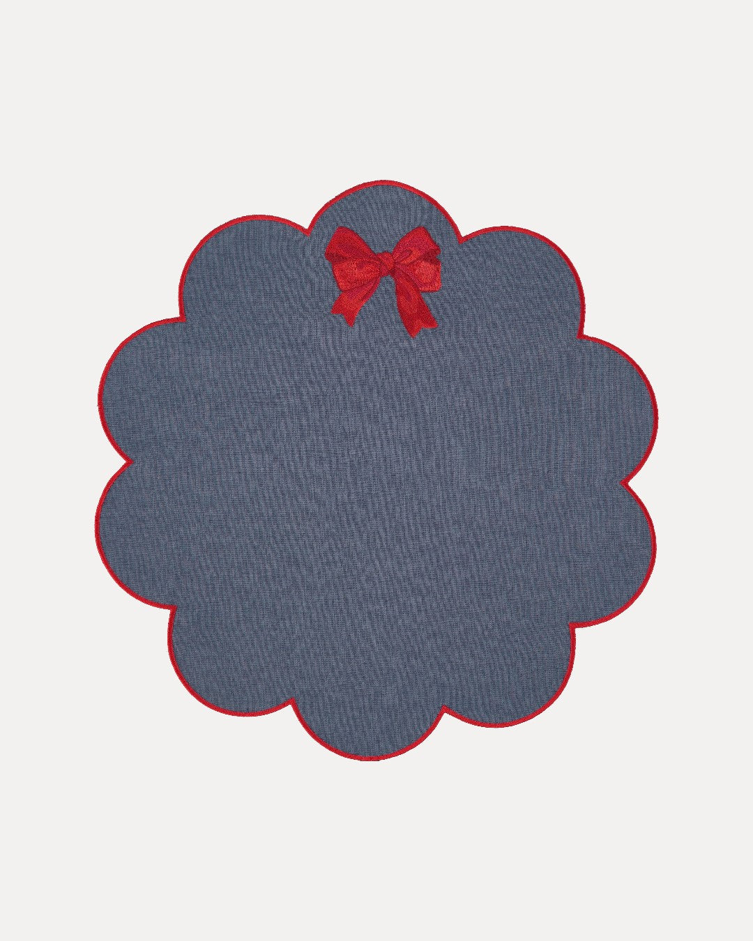 Lili Placemat with Bow, Blue with Red