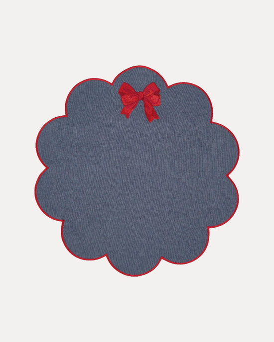 Lili Placemat with Bow, Blue with Red