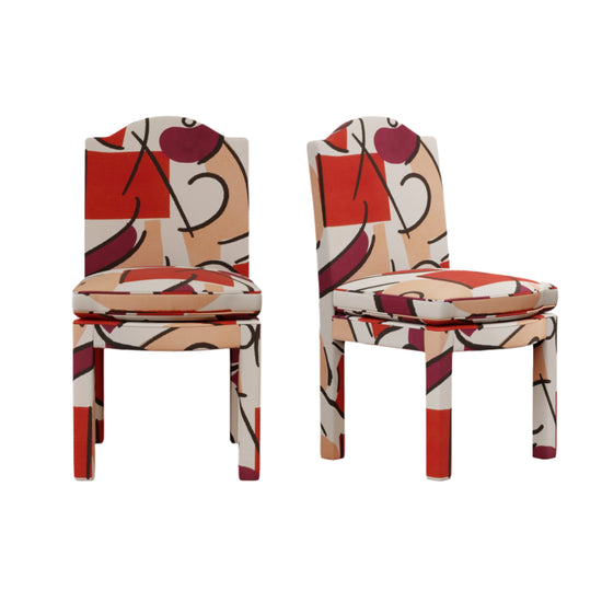 Pair of Leo Dining Chairs, Grenadine