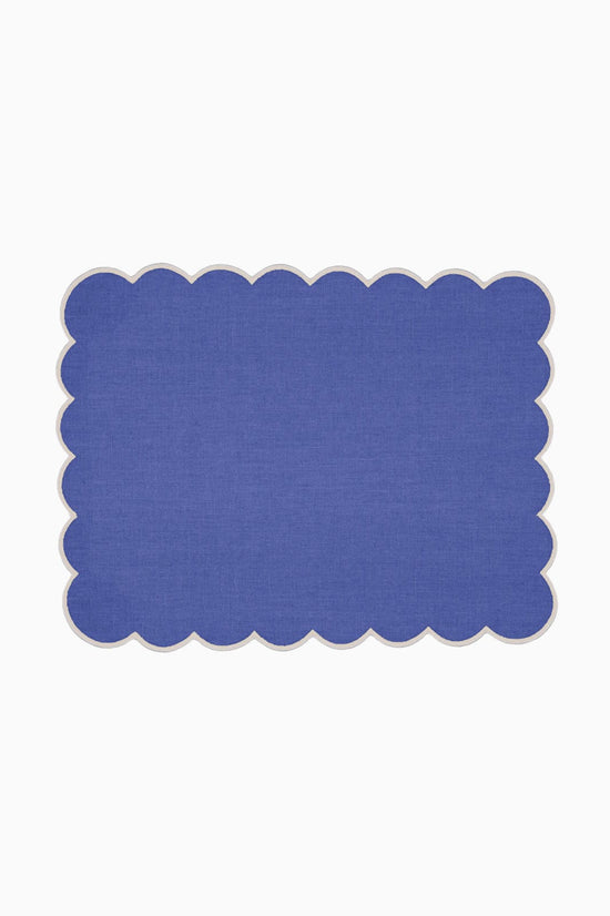 Zero-Waste Scalloped Linen Placemats Klein Blue - Set of 2