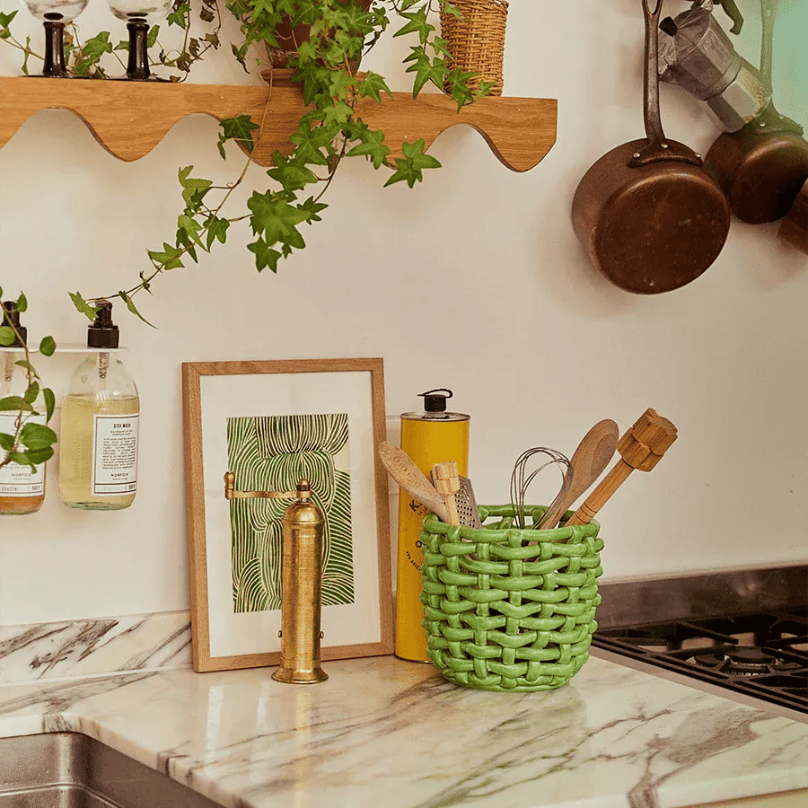 Apple Green Basketweave Planter