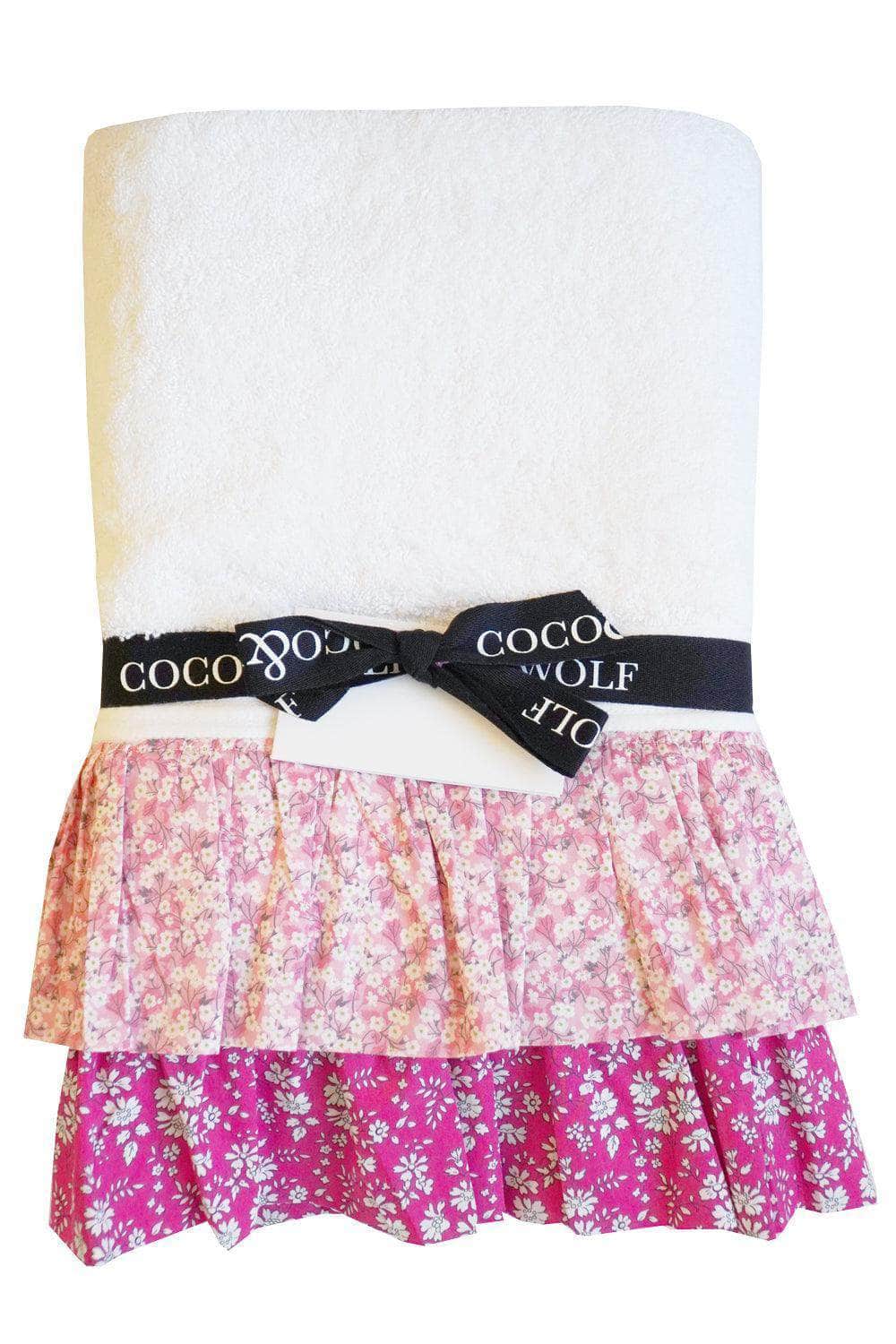 Ruffle Edge Towel Made With Liberty Fabric Mitsi Valeria & Capel Fuchsia Pink
