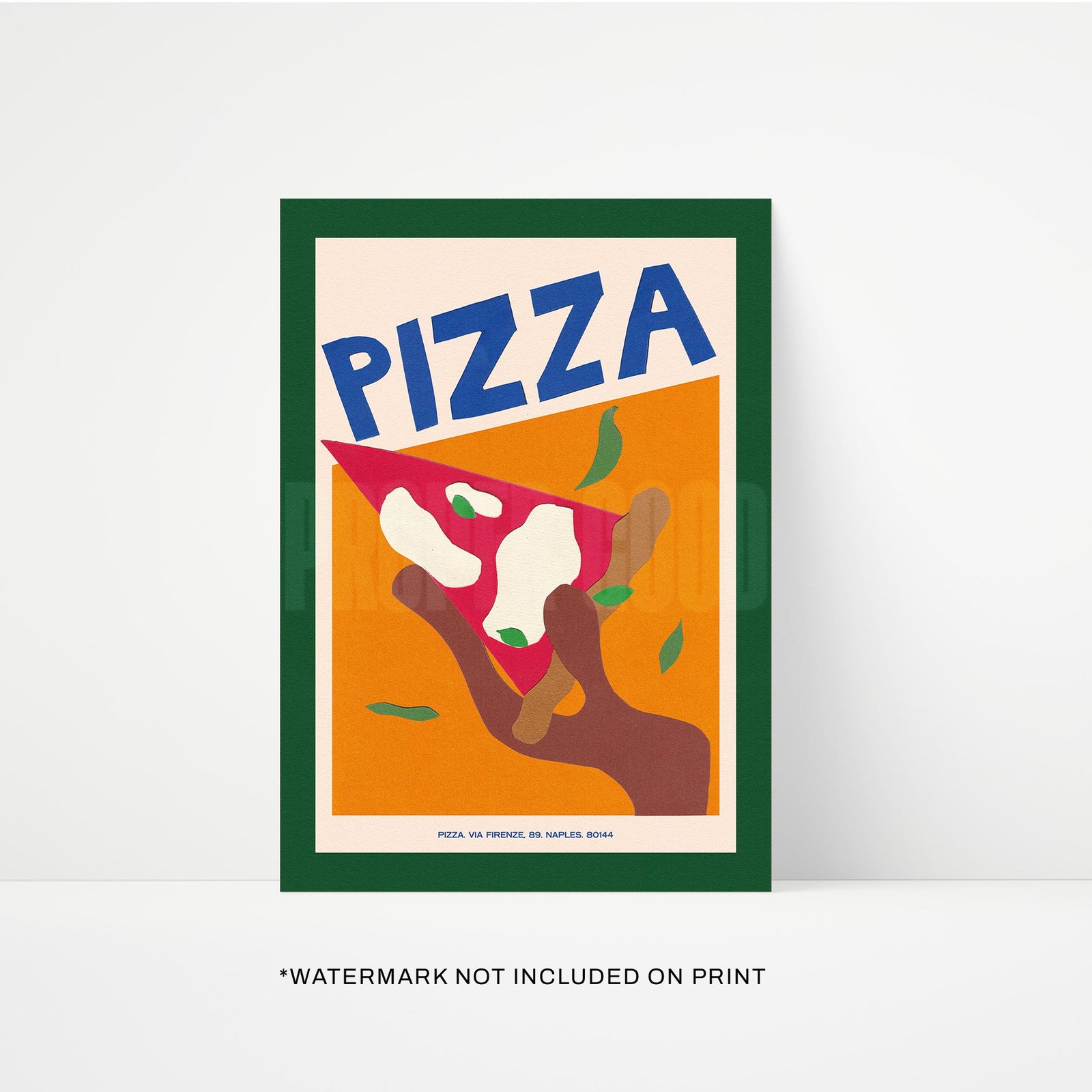 Pizza Hand Collaged Print