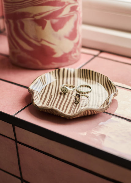 Brown Striped Trinket Dish