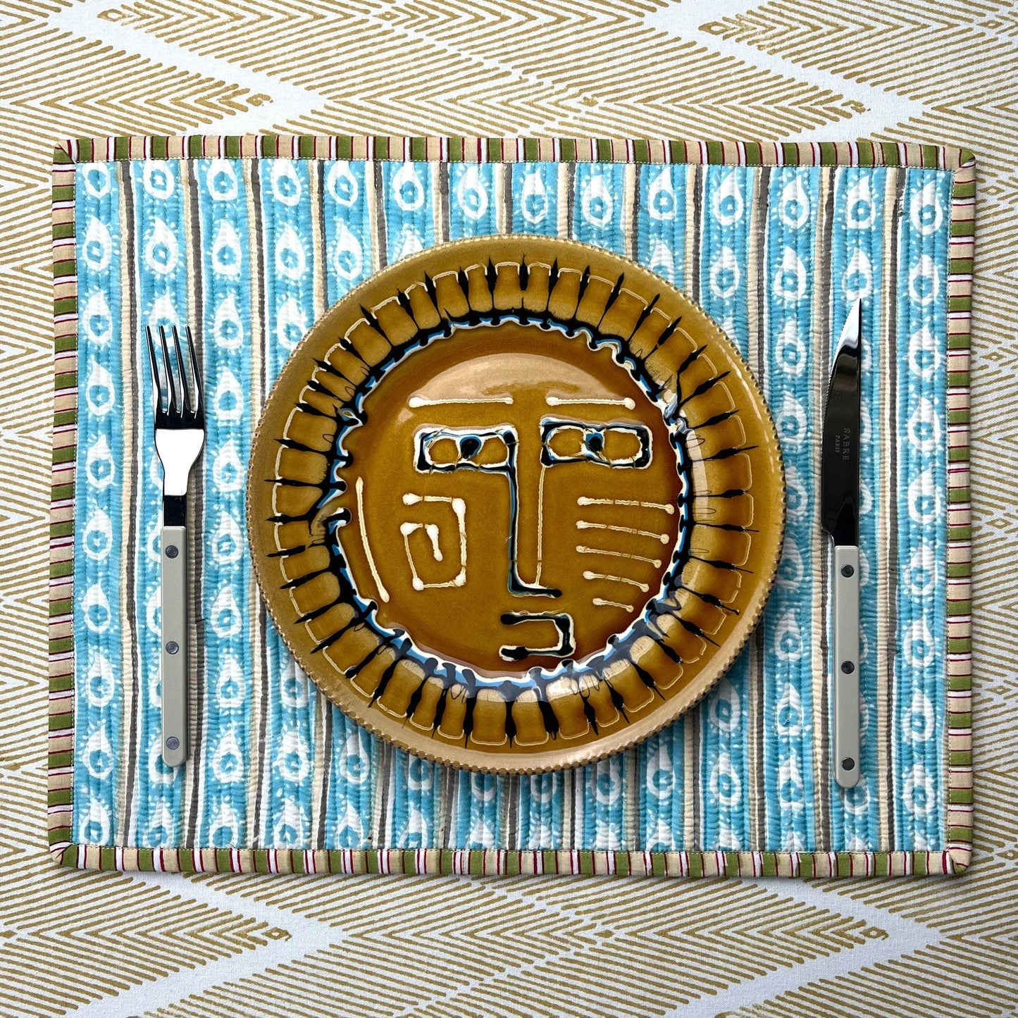 The Breakfast Placemat - Marigold Blue Olive