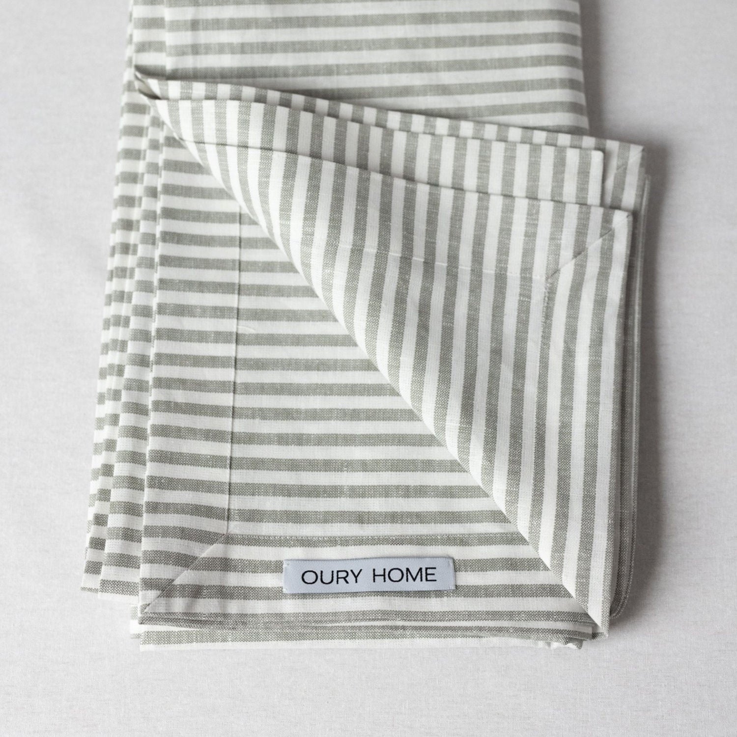 Grey Stripes Linen Tablecloth