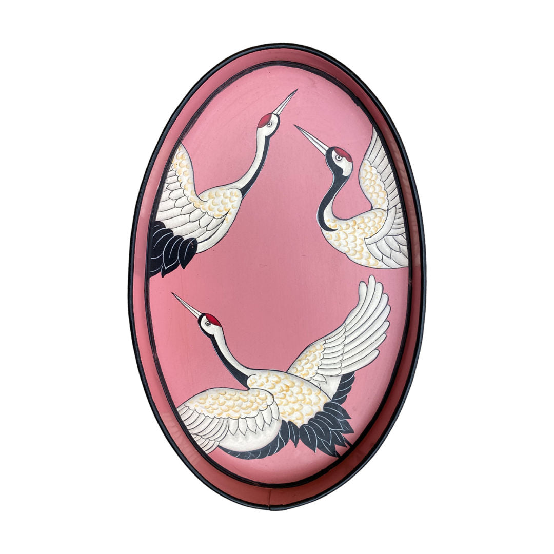 Fauna Hand-Painted Iron Tray - Birds
