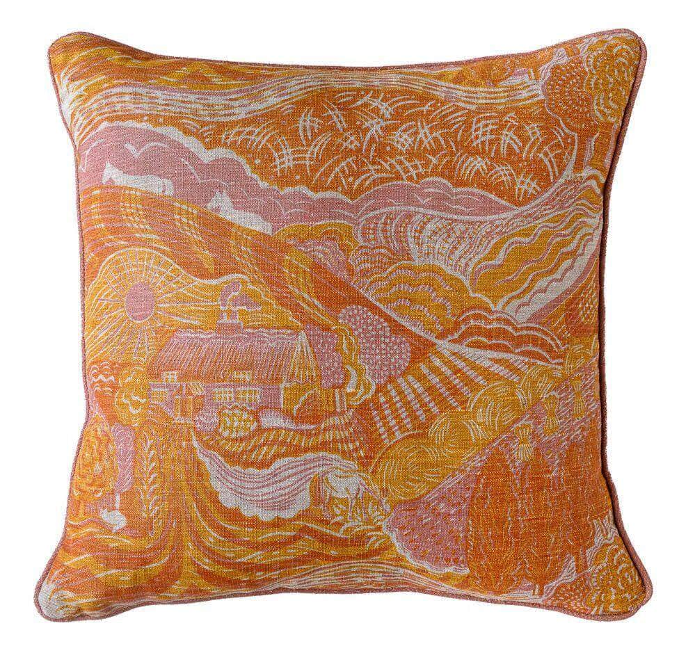 Small Piped Cushion in Pink and Gold