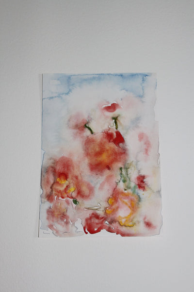 Red Flowers Blue Sky - Original Painting
