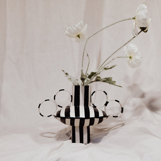 Small Zebrino - Classic Black & White Stripes - II - Porcelain Vase