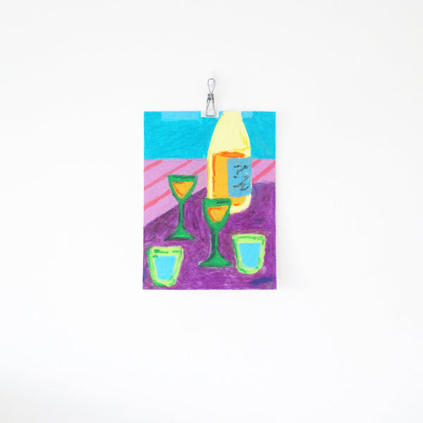 Summer And Wine Original Oil Pastel Artwork