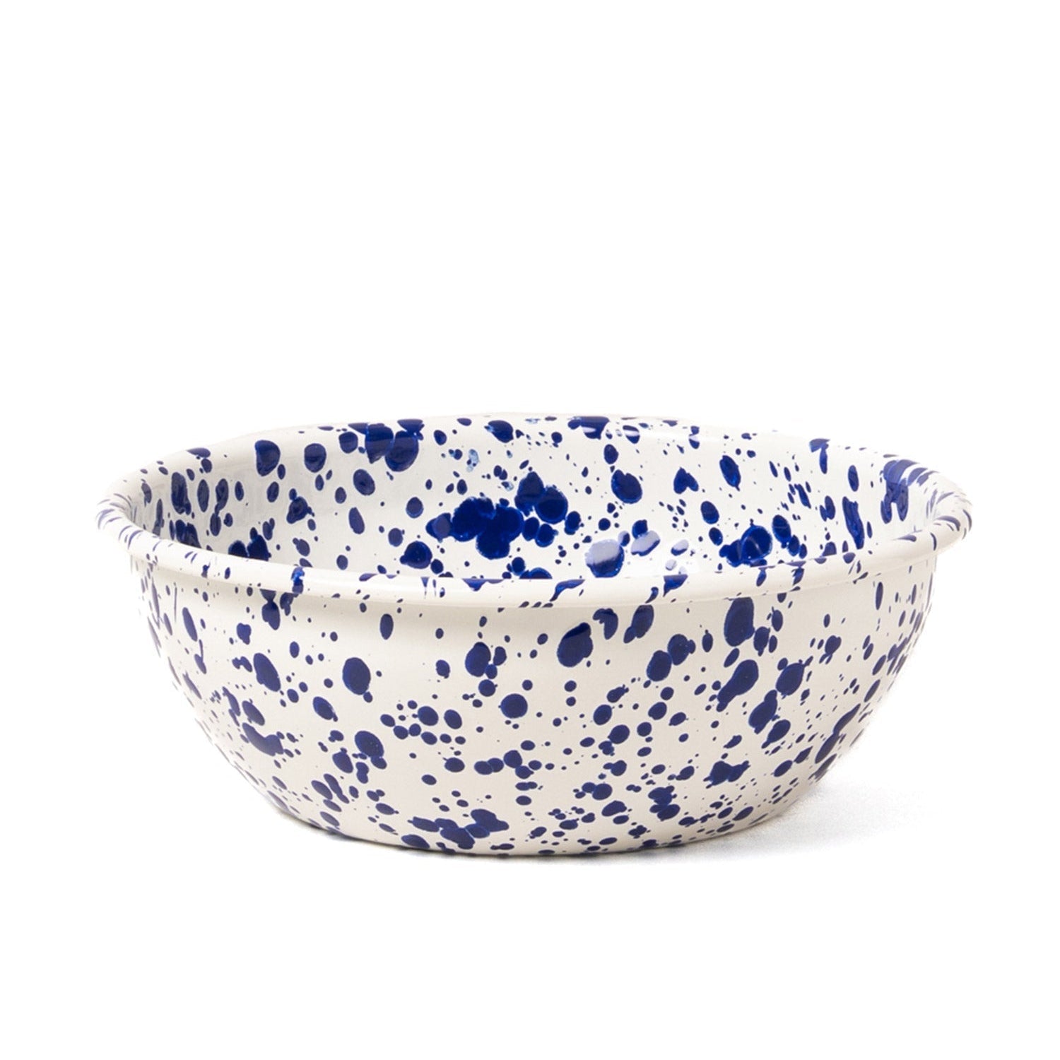 Splatter Enamel Salad Bowl - Cream / Blue