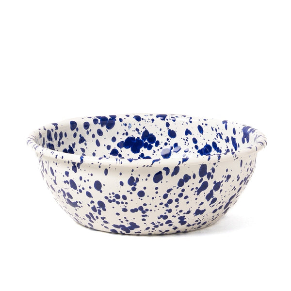 Splatter Enamel Salad Bowl - Cream / Blue