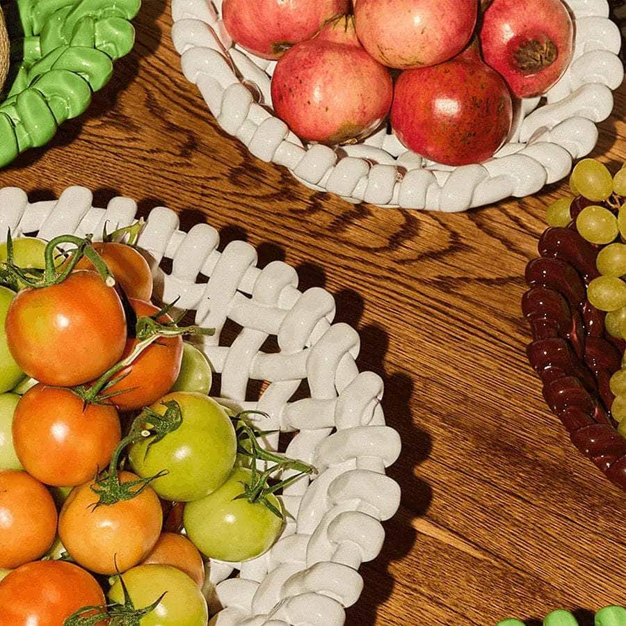 Large White Basketweave Bowl