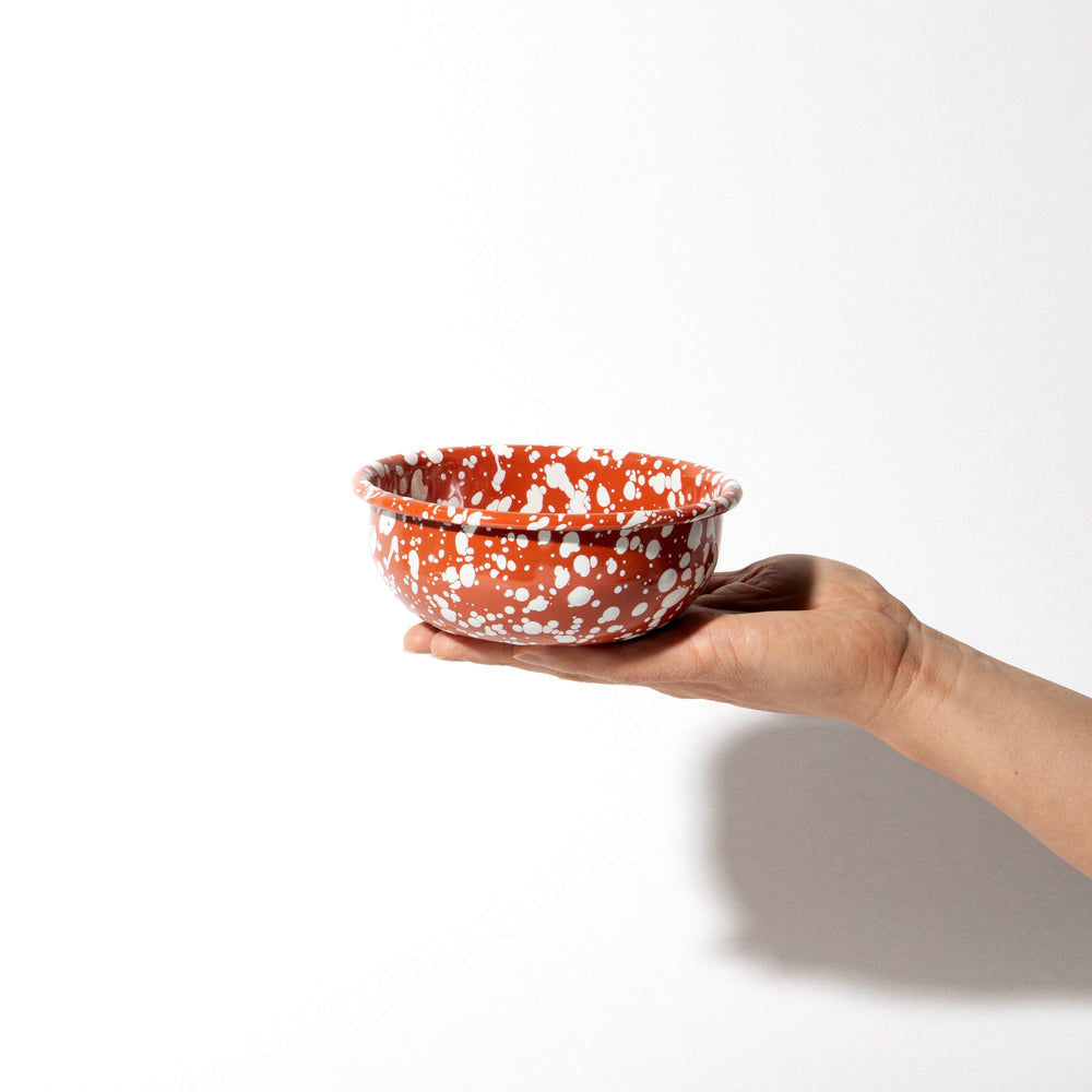 Splatter Enamel Snack Bowl - Terracotta / Cream