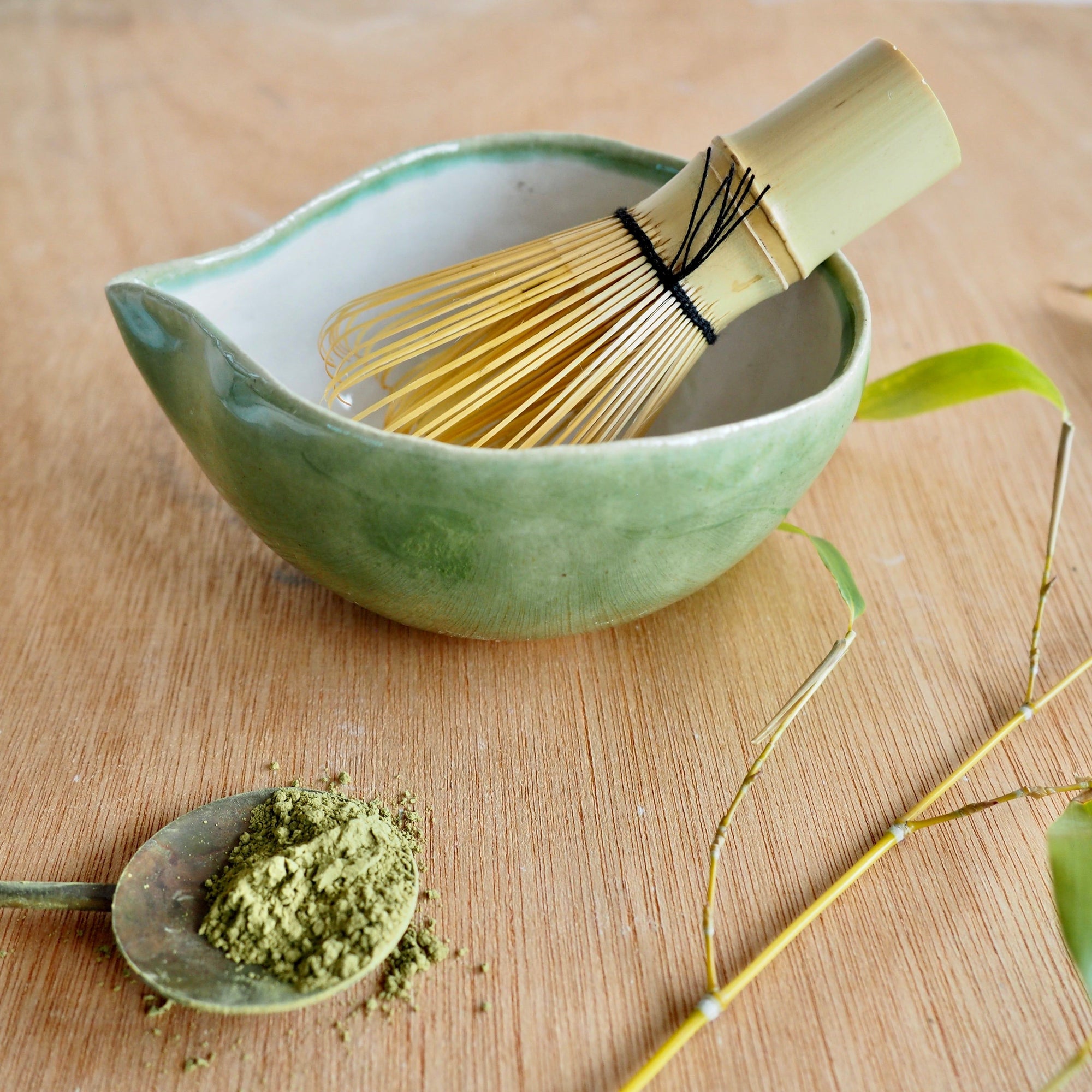 Handmade Green Ceramic Matcha Mixing Jug / Bowl