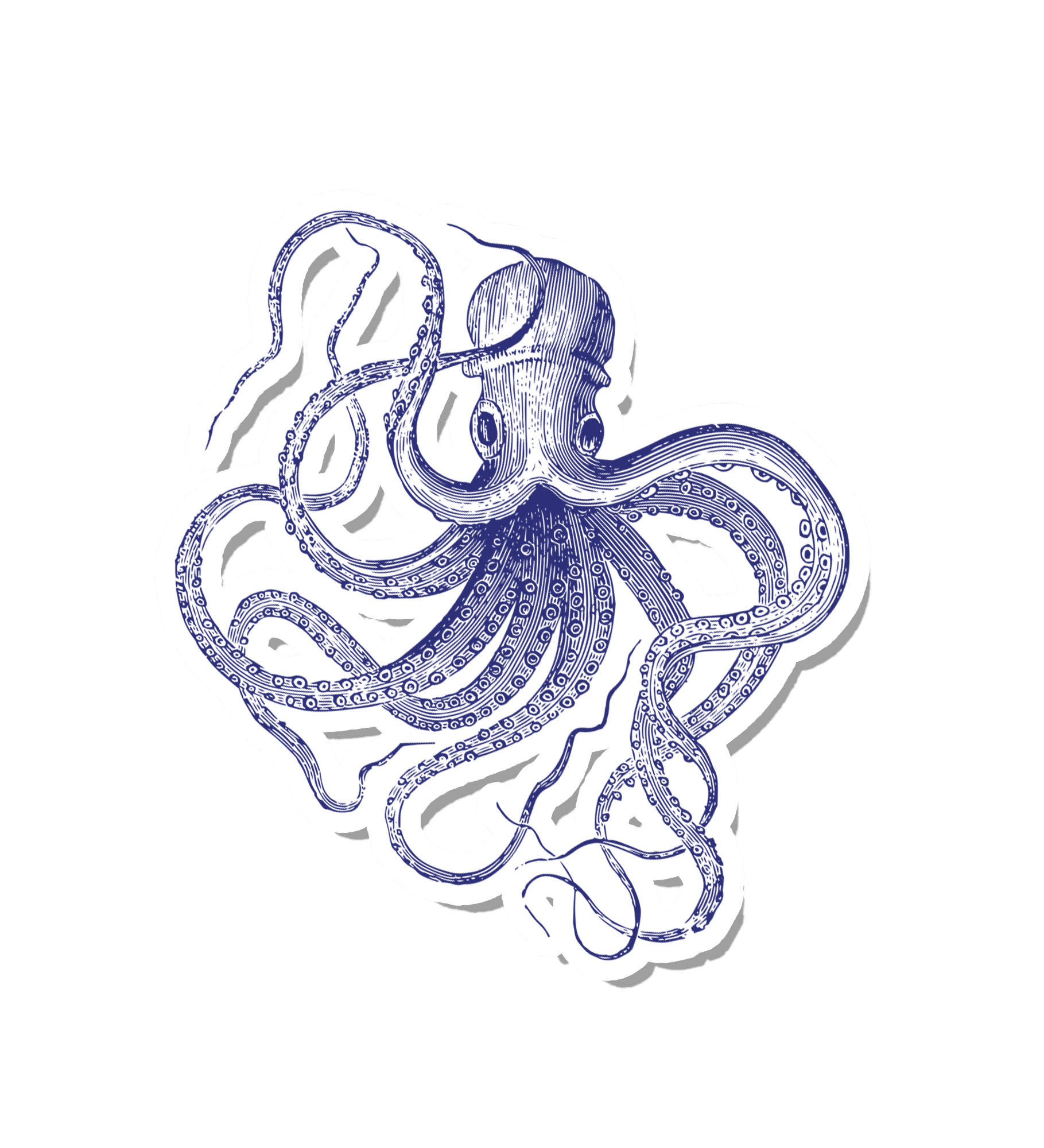 Vintage Ink Octopus DIY Plate Sticker Decoration