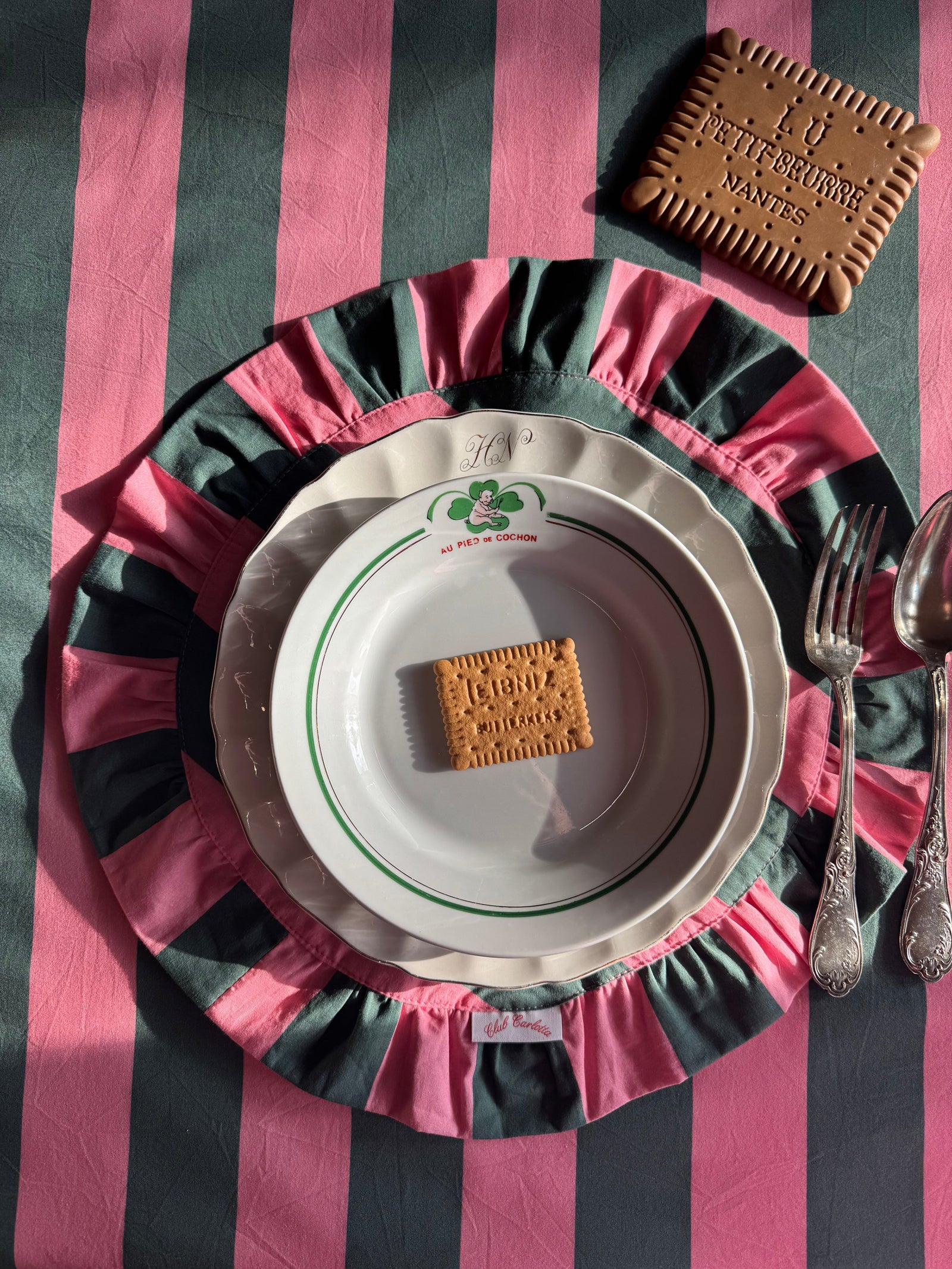 Darcy Placemat Green/pink -  set of 2
