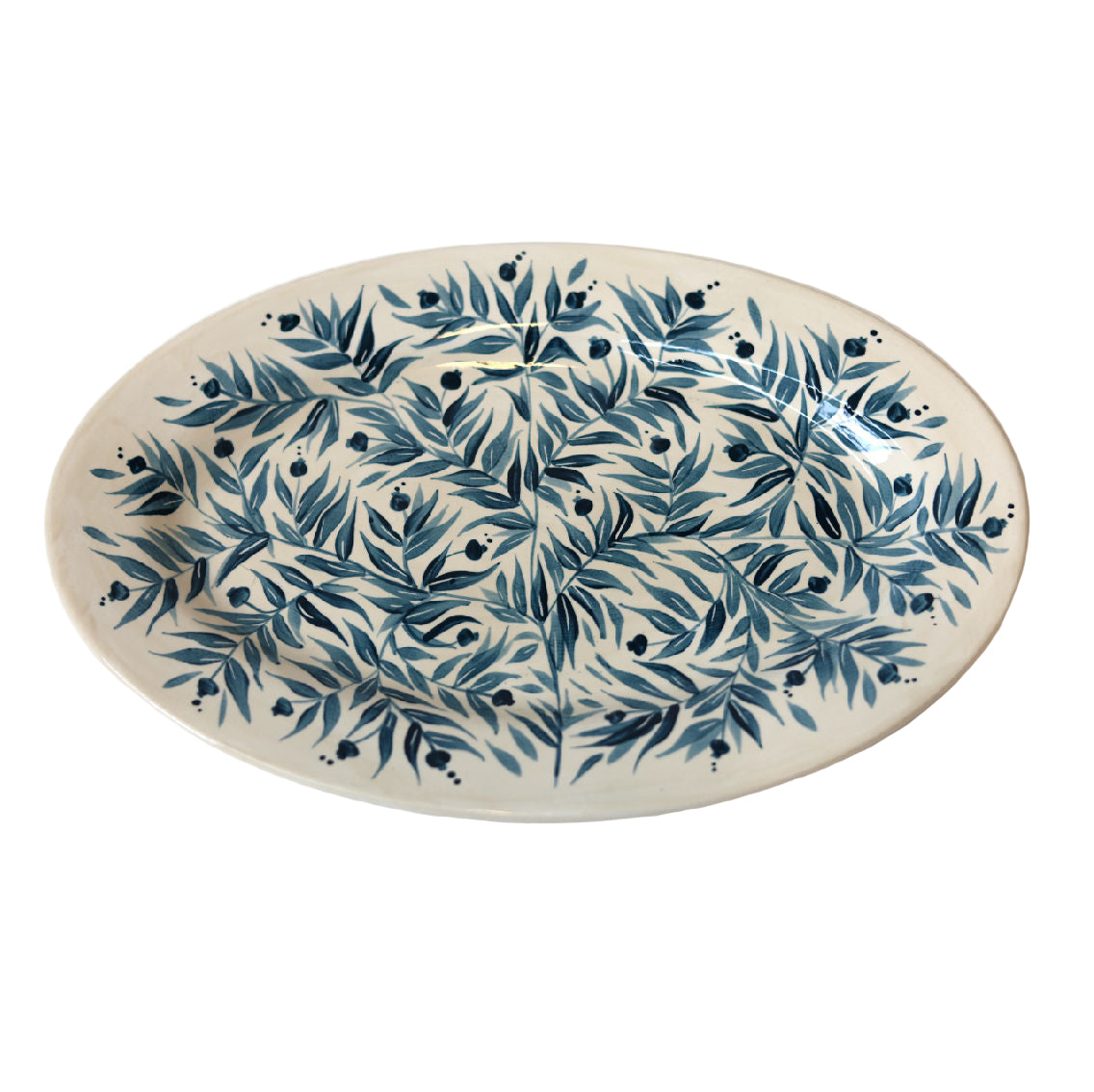 Pomegranates Hand Painted Platter - Dark Teal