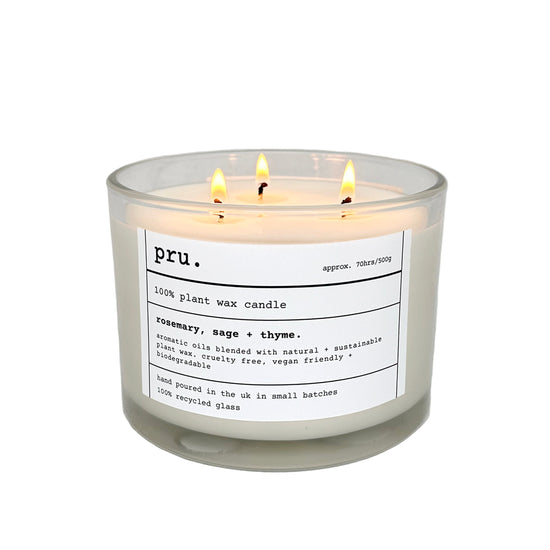 Three Wick Candle - Rosemary, Sage + Thyme