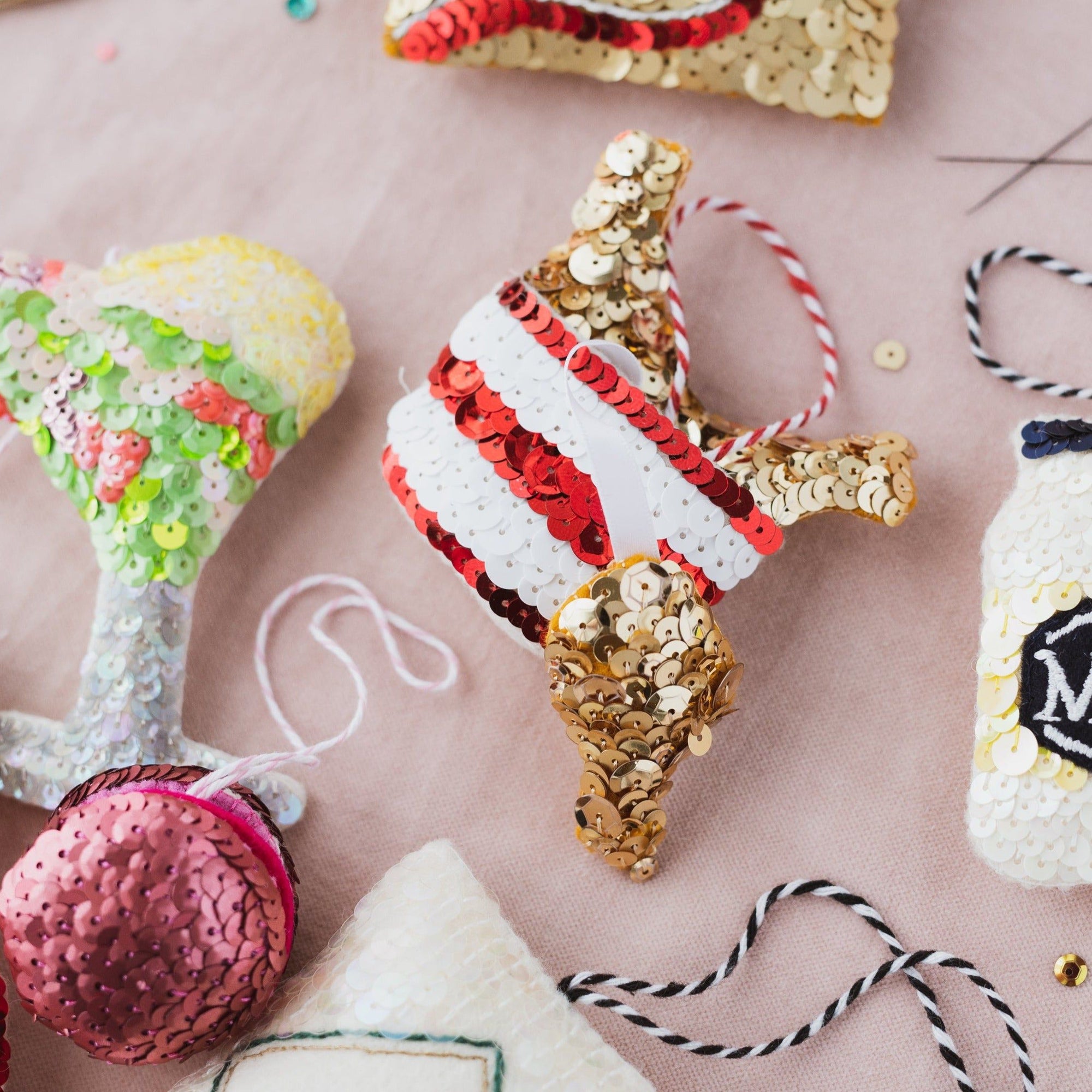 Fried Chicken Bucket Sequin Hanging Decoration