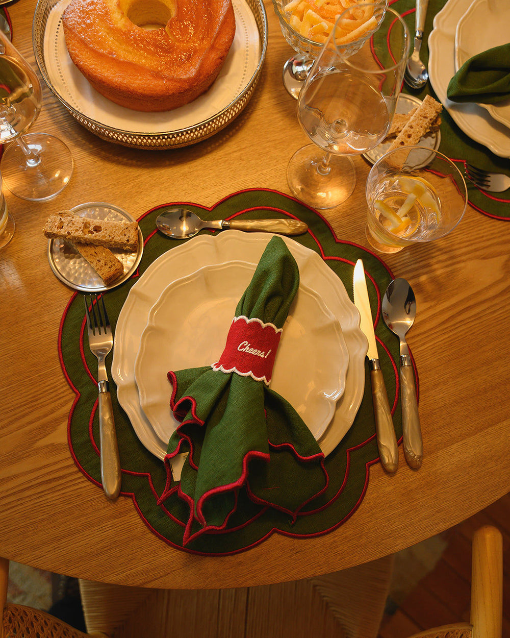 Cheers Napkin Ring, Red with White