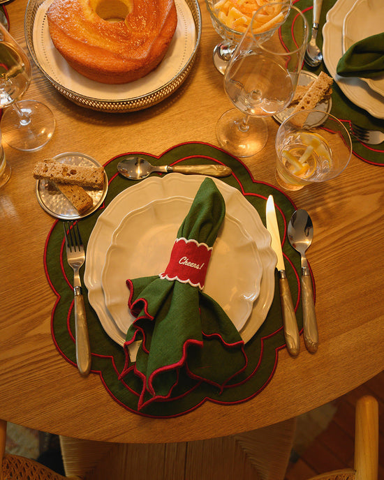 Cheers Napkin Ring, Red with White