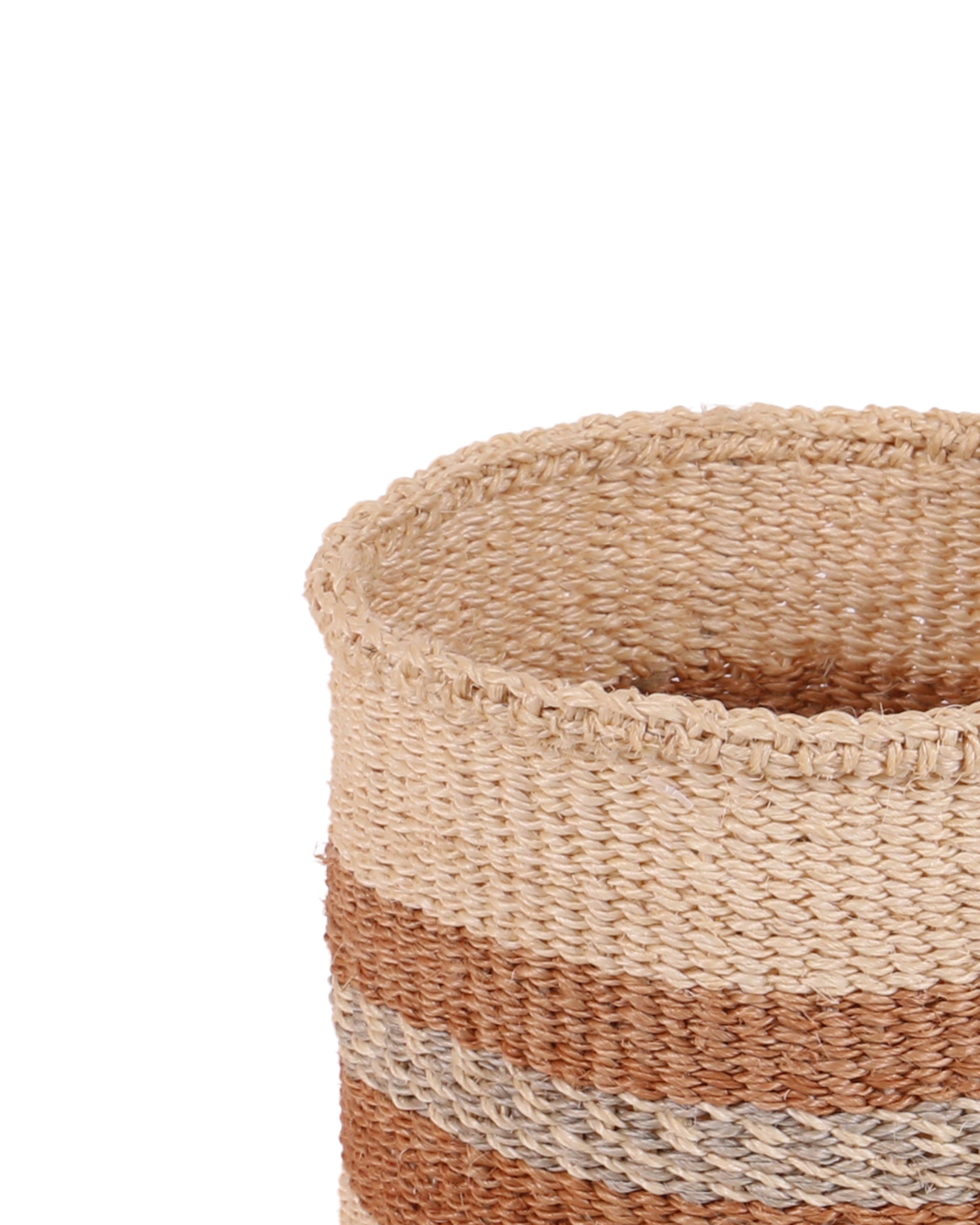 KORTI: Extra Small Brown and Grey Sisal Basket