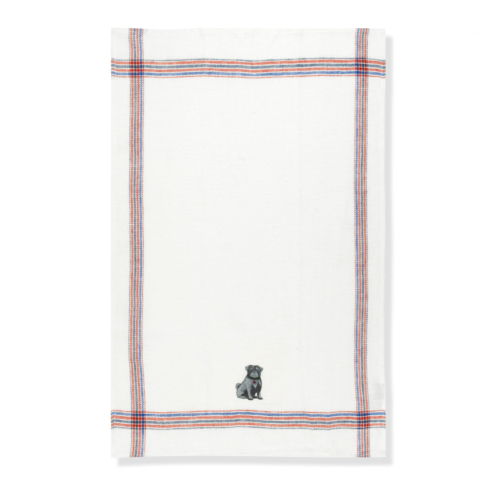 Kitchen Towel with Pug Embroidery