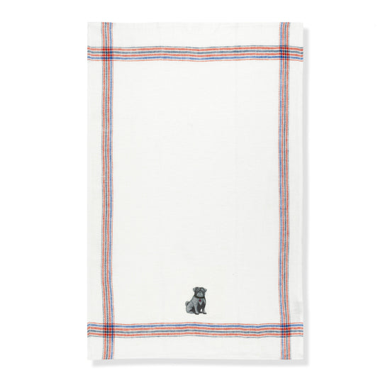 Kitchen Towel with Pug Embroidery