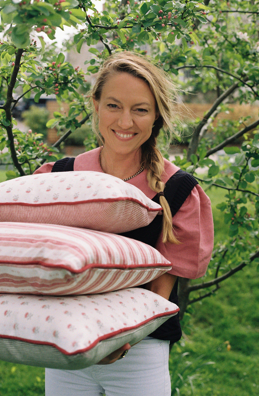 Salzburg Stripe Red & Pink Cushion – Square